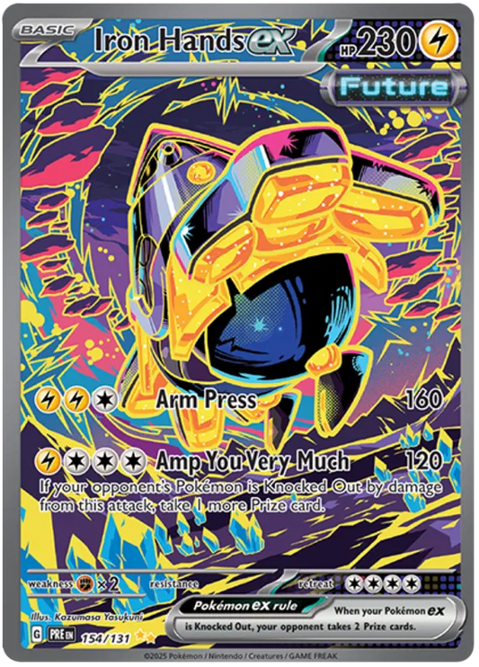 IRON HANDS EX #154/131 - SPECIAL ILLUSTRATION RARE POKEMON CARD - SCARLET & VIOLET PRISMATIC EVOLUTIONS