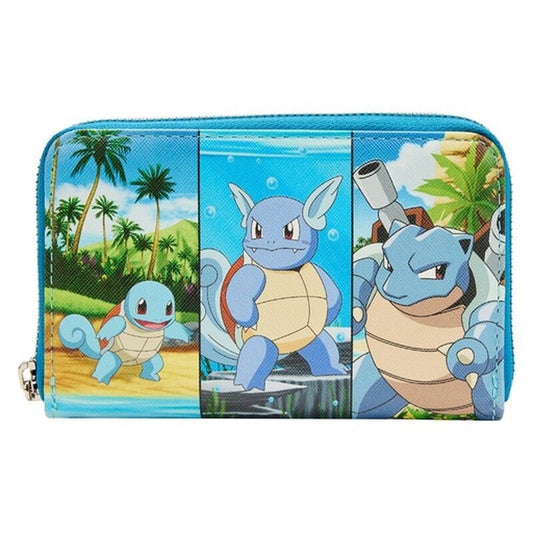 Pokemon Loungefly Wallet - Squirtle, Wartortle & Blastoise Evolutions Zip Around Wallet