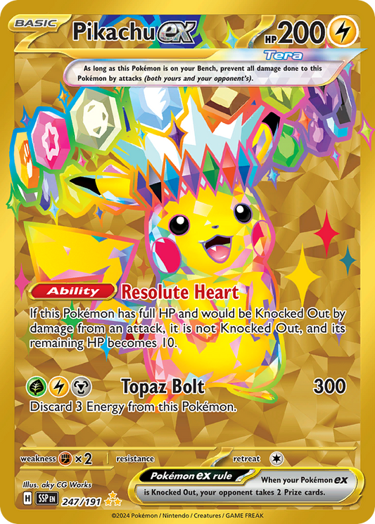 PIKACHU EX #247 - POKEMON CARD - SCARLET & VIOLET SURGING SPARKS