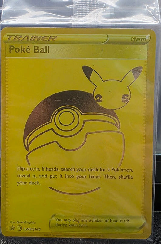 2021 POKEMON - SEALED - POKE BALL #SWSH146 - CELEBRATIONS UPC BLACK STAR PROMO CARD (Copy)
