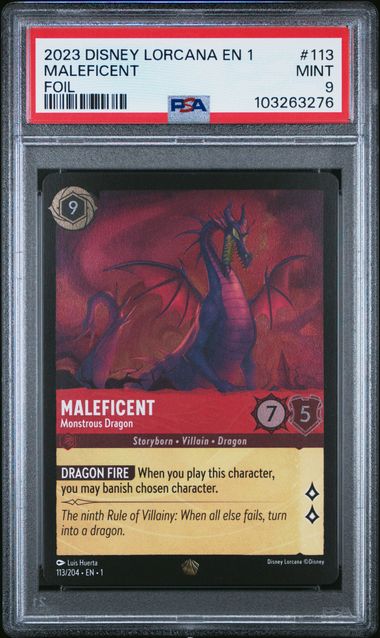 PSA 9 - MALEFICENT #113 - LEGENDARY - 2023 DISNEY LORCANA EN 1. SET 1 FIRST CHAPTER