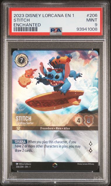 PSA 9 - STITCH #206 - 2023 DISNEY LORCANA EN 1 - ENCHANTED FIRST CHAPTER GRADED CARD