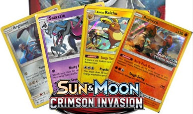 SET OF 4 PRE- RELEASE SET #SM72-75 2017 Pokémon SUN & MOON - CRIMSON INVASION