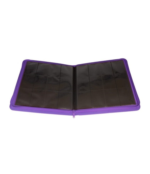 COLLECTOR'S SERIES 12 POCKET ZIP TRADING CARD BINDER - HOLDS 480 CARDS - PURPLE
