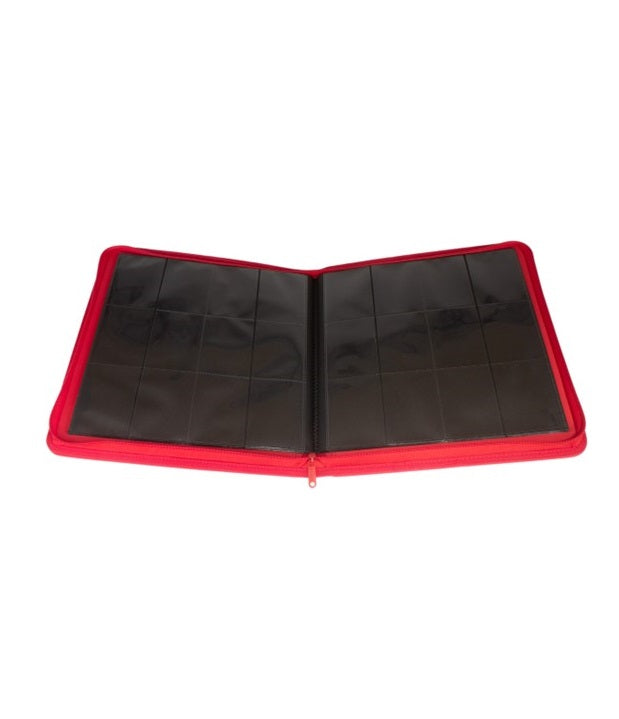 COLLECTOR'S SERIES 12 POCKET ZIP TRADING CARD BINDER - HOLDS 480 CARDS - RED