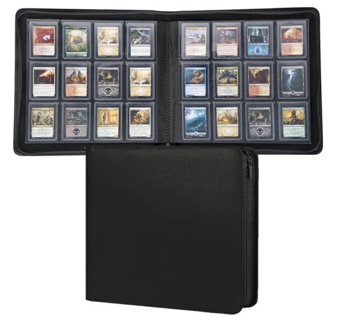 TOP LOADER ZIP BINDER - CLEAR 12 POCKET (384 CAPACITY) - BLACK