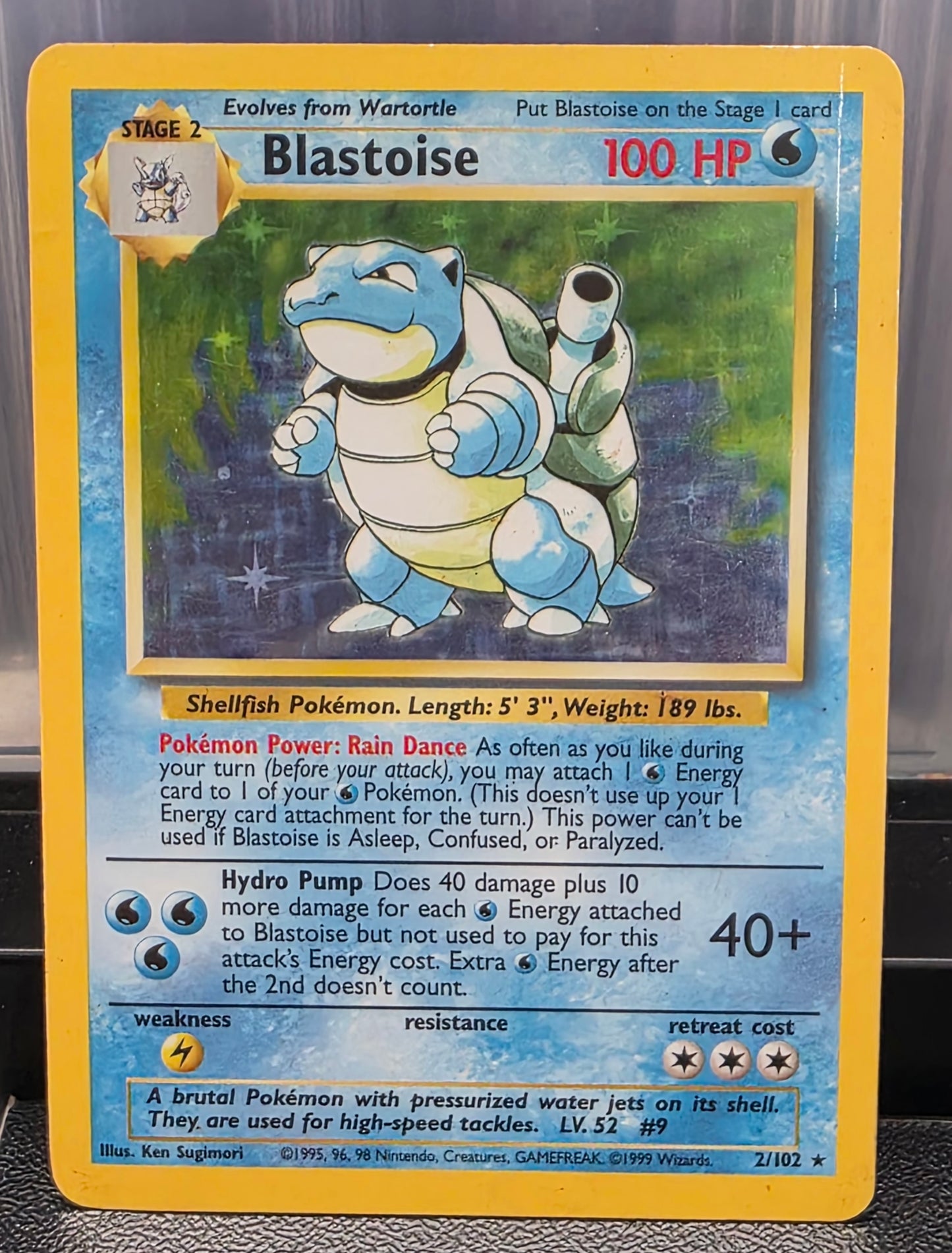 BLASTOISE #2/102 - 1999 BASE SET UNLIMITED - HEAVILY PLAYED CONDITION