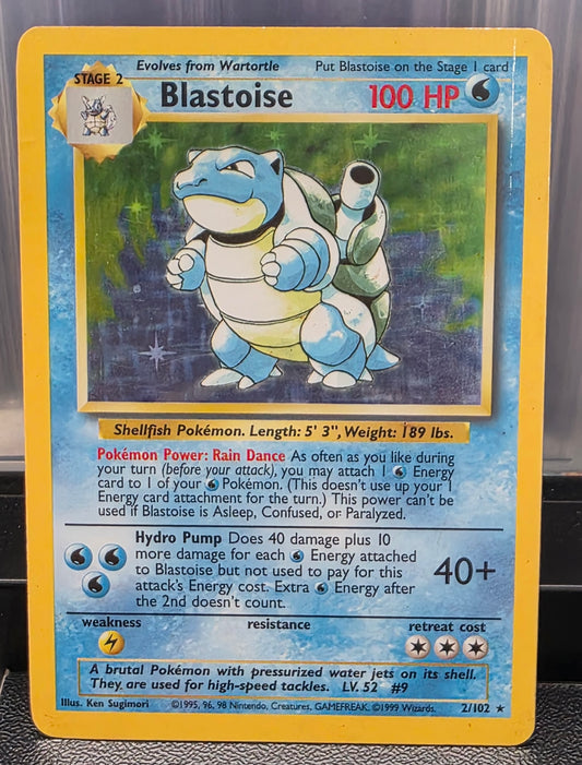 BLASTOISE #2/102 - 1999 BASE SET UNLIMITED - HEAVILY PLAYED CONDITION