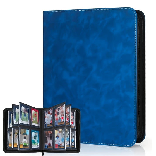 Top Loader Zip Folder 4 pocket 112 slot Blue Denim Binder - 35 Pt