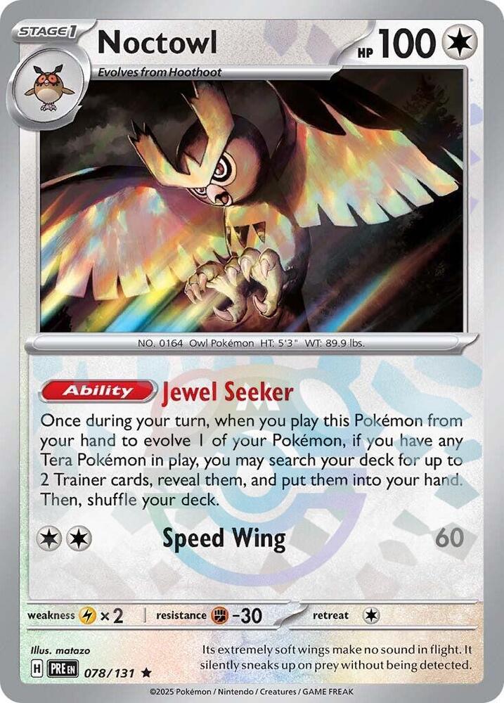 Noctowl 078/131 (SV: Prismatic Evolutions) - Master Ball Holofoil