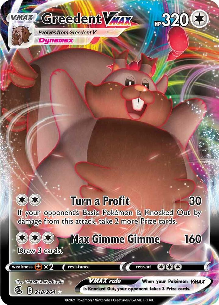 Greedent VMAX 218/264 (SWSH08: Fusion Strike) - Holofoil