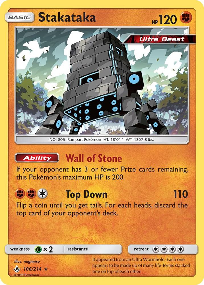 Stakataka 106/214 (SM - Unbroken Bonds) - Holofoil