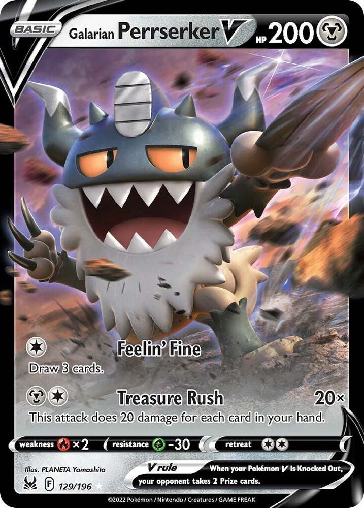 Galarian Perrserker V 129/196 (SWSH11: Lost Origin) - Holofoil