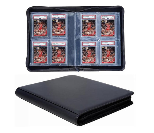 PSA Toploading Graded Card Slab Holder - 40 Pockets Zippered Binder, PU Leather Storage, Premium 4 Pocket PSA Album With Sleeves (Black)