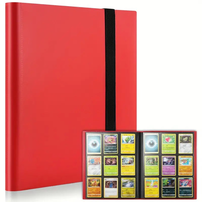 9Pkt Premium Binder - Red - 360 pocket- Side-loading Pockets - Elasticized Closure Band