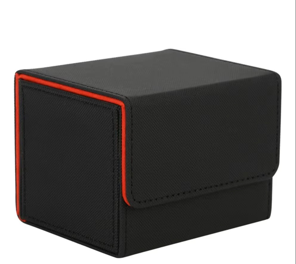 Sidewinder Horizontal Card Deck Storage Box High-grade PU Fabric Black with Red Felt Lining