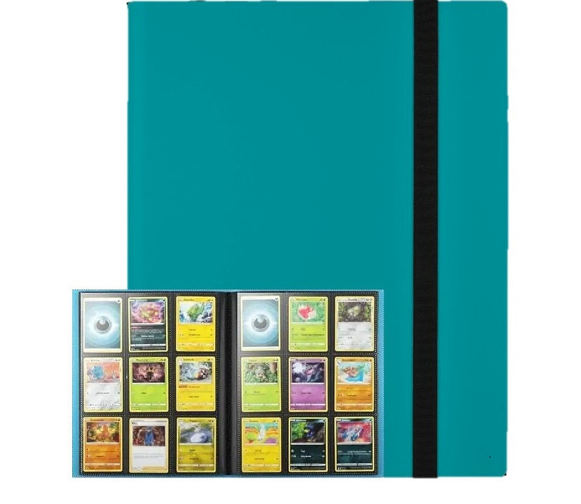 9Pkt Premium Binder - Teal - 360 pocket - Side-loading Pockets - Elasticized Closure Band
