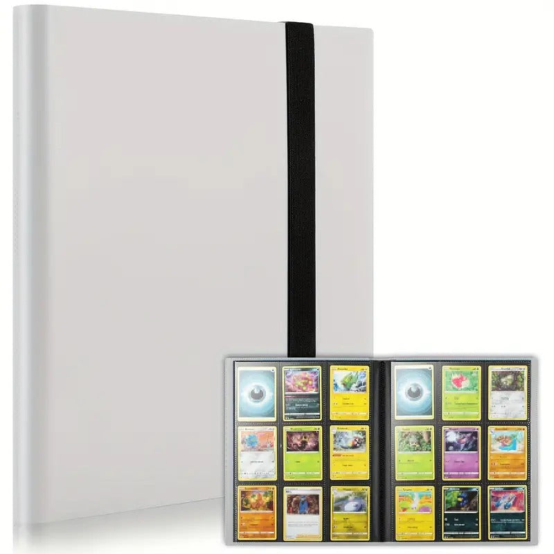 9Pkt Premium Binder - White - 360 pocket- Side-loading Pockets - Elasticized Closure Band