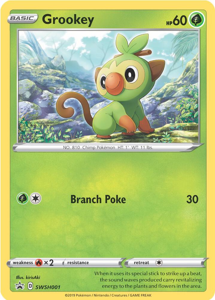 Grookey SWSH001 (SWSH: Sword & Shield Promo Cards)  - Holofoil