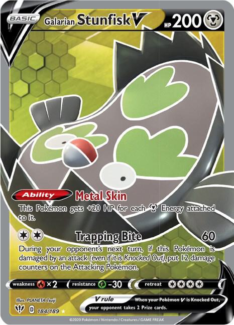 Galarian Stunfisk V 184/189 (SWSH03: Darkness Ablaze)  - Holofoil