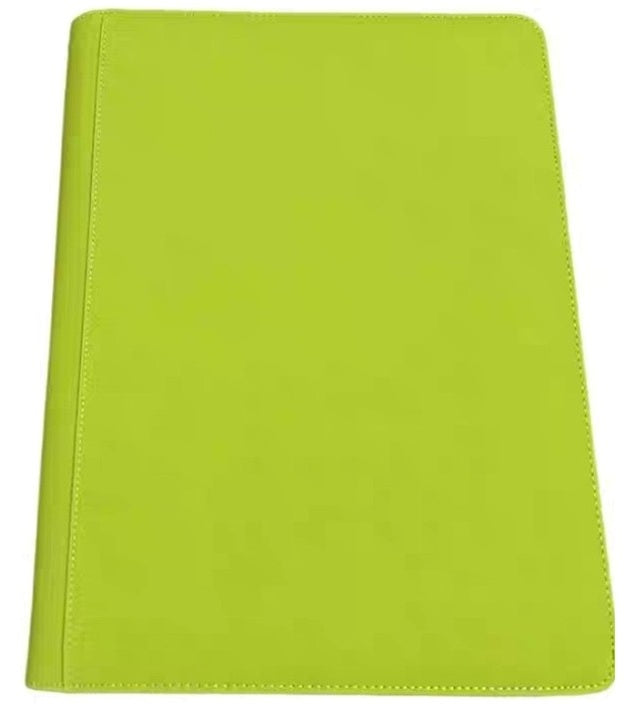 1216 XL Premium Side Loading Card Binder Lime Green PU Leather 16 Pocket Storage Card Holder
