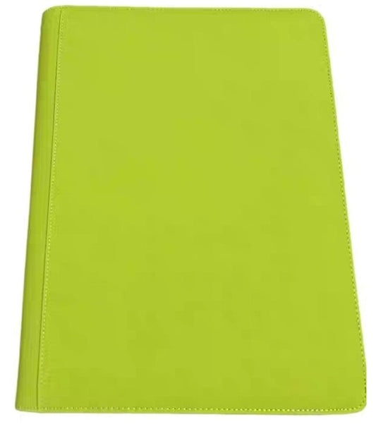 1216 XL Premium Side Loading Card Binder Lime Green PU Leather 16 Pocket Storage Card Holder