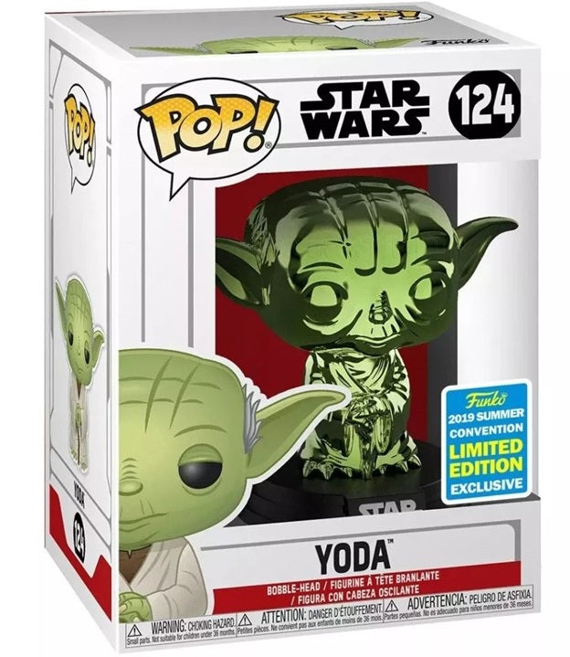 Yoda (Green Chrome) #124 Star Wars 2019 Summer Convention Limited Edition Exclusive Pop Vinyl Figure Funko