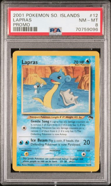 PSA 8 - LAPRAS #12/18 - 2001 POKEMON SOUTHERN ISLANDS - PROMO GRADED CARD