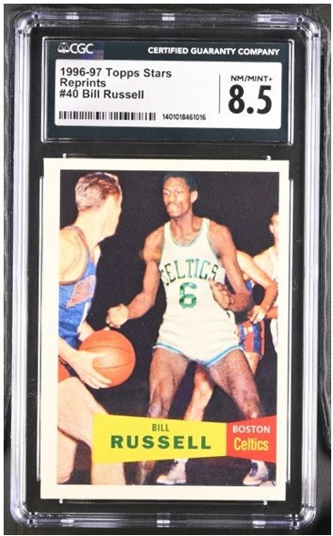 CGC 8.5 Bill Russell #40 NBA 1996-97 Topps Stars Reprints Graded Card