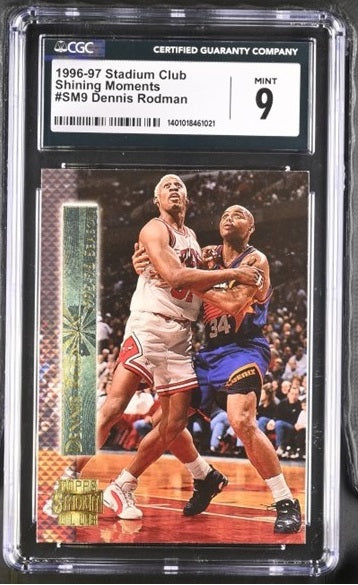 CGC 9 - Dennis Rodman #SM9 Shining Moments NBA 1996-97 Stadium Club Graded Card