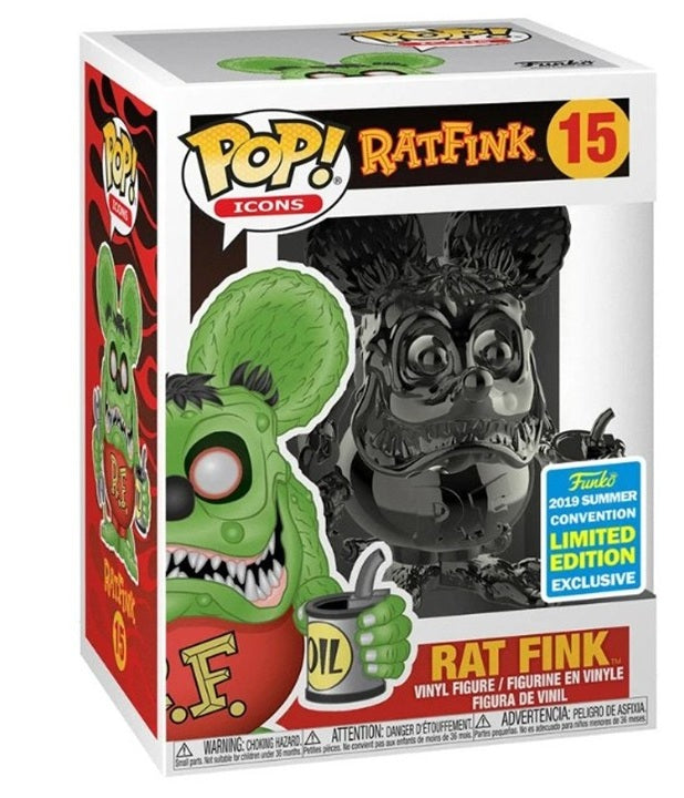 Rat Fink (Grey Chrome) #15 RatFink 2019 Summer Convention Limited Edition Exclusive Pop Vinyl Figure Funko