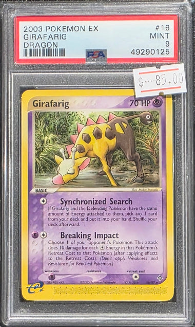 PSA 9 - GIRAFARIG #16 - 2003 POKEMON DRAGON GRADED CARD