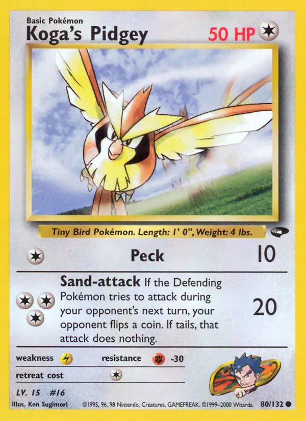 Koga's Pidgey 080/132 (Gym Challenge)  - Unlimited