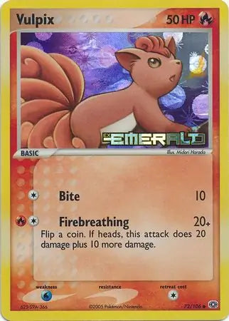Vulpix 72/106 (Emerald)  - Reverse Holofoil