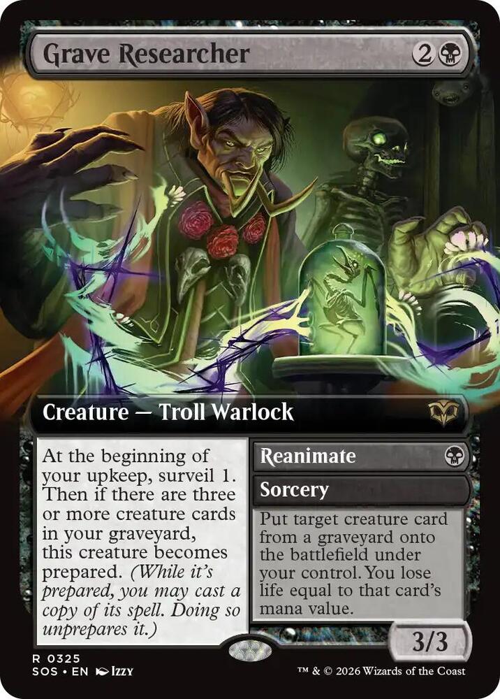 Grave Researcher // Reanimate 325 (Secrets of Strixhaven)  - Extended Art Foil
