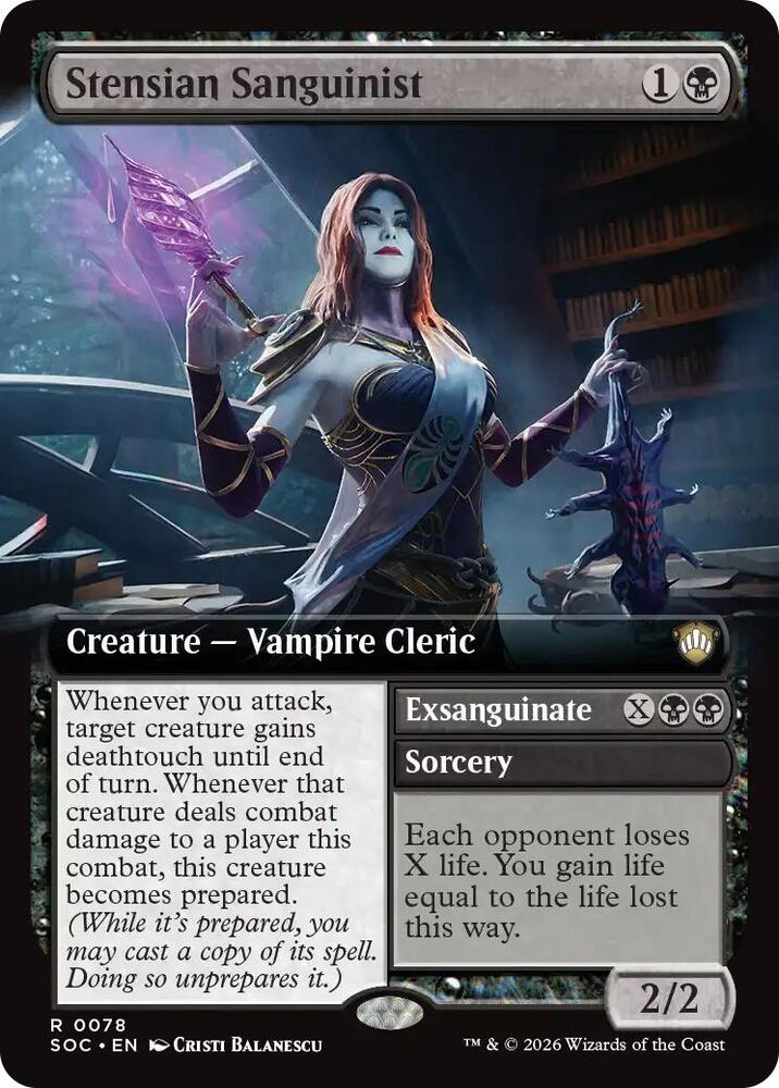 Stensian Sanguinist // Exsanguinate 78 (Commander: Secrets of Strixhaven)  - Extended Art