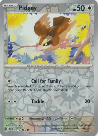 Pidgey 016/165 (SV: Scarlet & Violet 151)  - Reverse Holofoil
