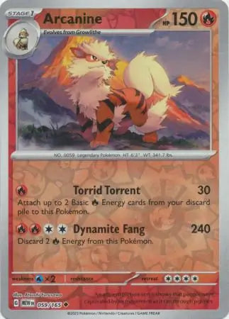 Arcanine 059/165 (SV: Scarlet & Violet 151)  - Reverse Holofoil