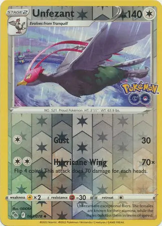 Unfezant 063/078 (Pokemon GO)  - Reverse Holofoil