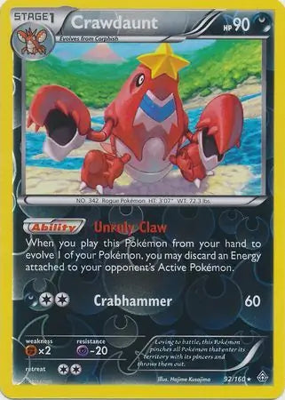 Crawdaunt 92/160 (XY - Primal Clash)  - Reverse Holofoil