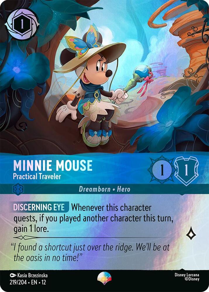 Minnie Mouse, Practical Traveler 219/204 (Wilds Unknown)  - Rainbow Foil