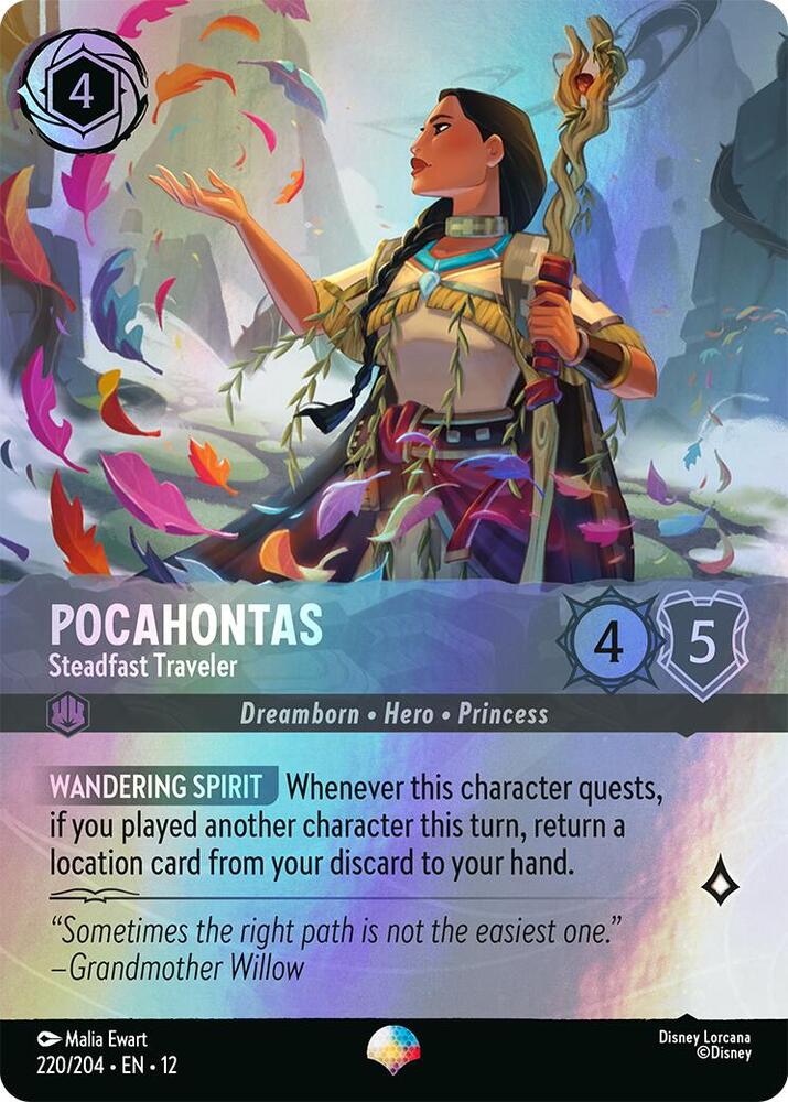 Pocahontas, Steadfast Traveler 220/204 (Wilds Unknown)  - Rainbow Foil