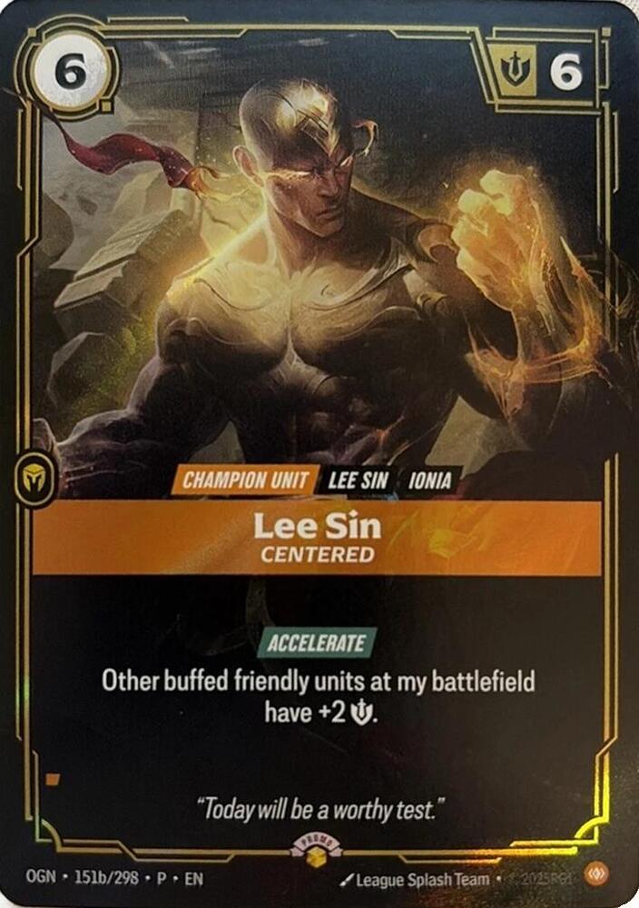 Lee Sin Centered 151b/298 (Riftbound Organized Play Promotional Cards)  - Foil