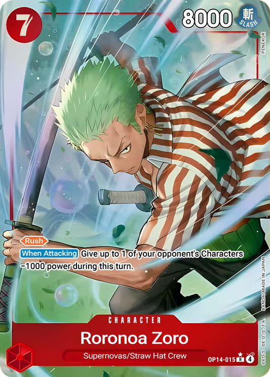 Roronoa Zoro OP14-015 (The Azure Sea's Seven)  - Alternate Art Foil