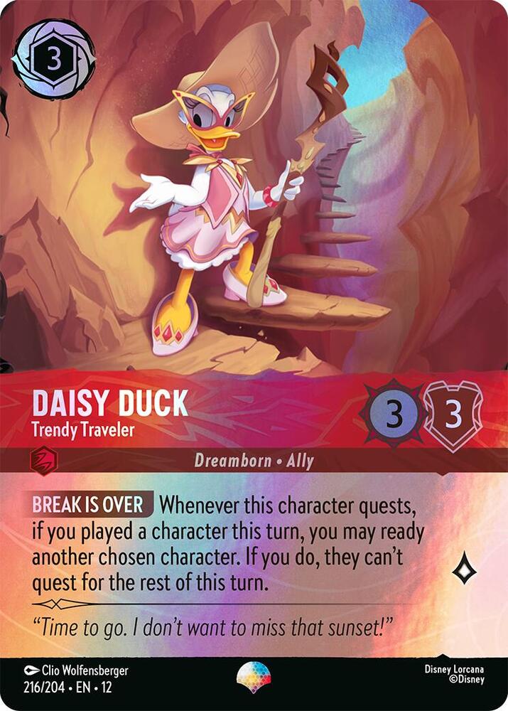 Daisy Duck, Trendy Traveler 216/204 (Wilds Unknown)  - Rainbow Foil