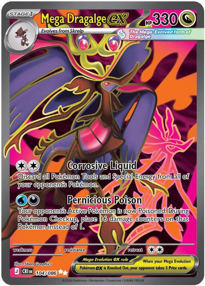 Mega Dragalge ex 104/086 (ME04: Chaos Rising)  - Holofoil