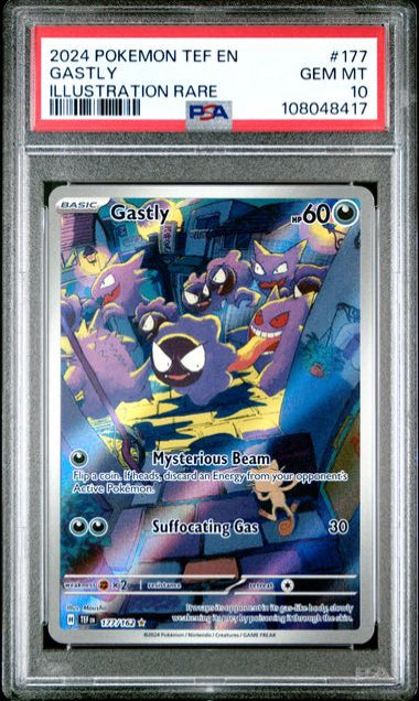 PSA 10 - GASTLY #177 - 2024 POKEMON SCARLET & VIOLET TEMPORAL FORCES - ILLUSTRATION RARE GRADED CARD