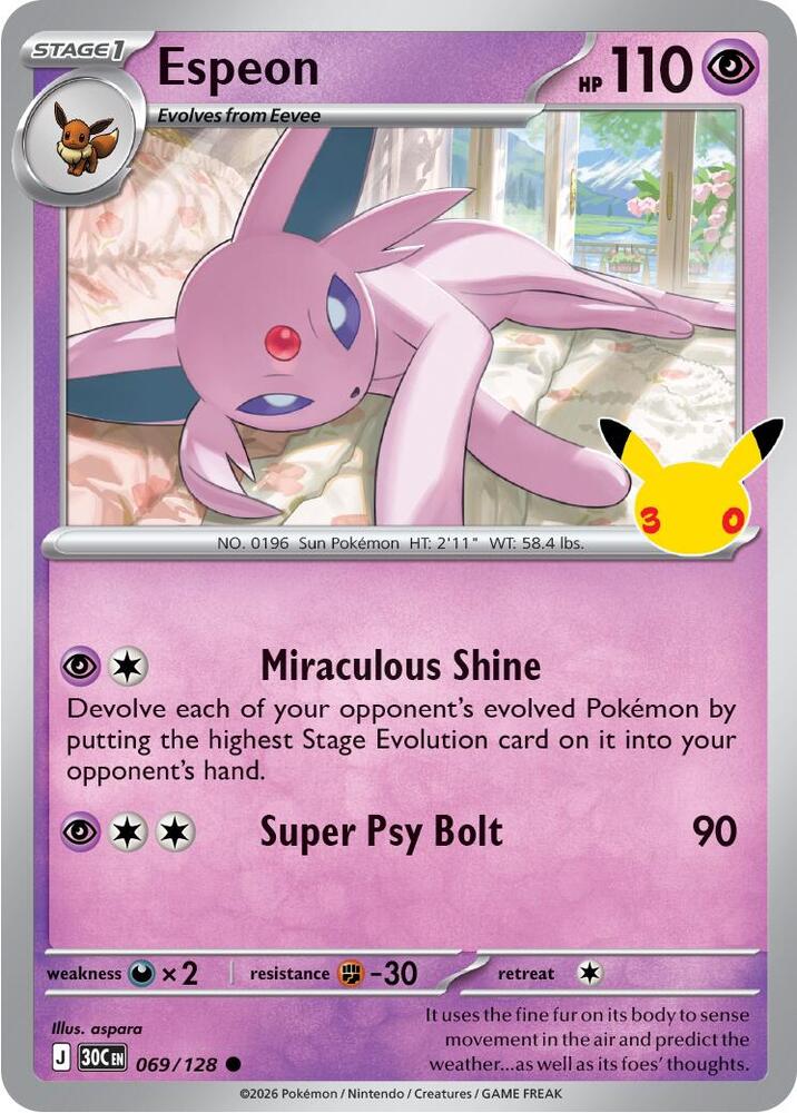 Espeon 069/128 (ME: 30th Celebration)  - Holofoil