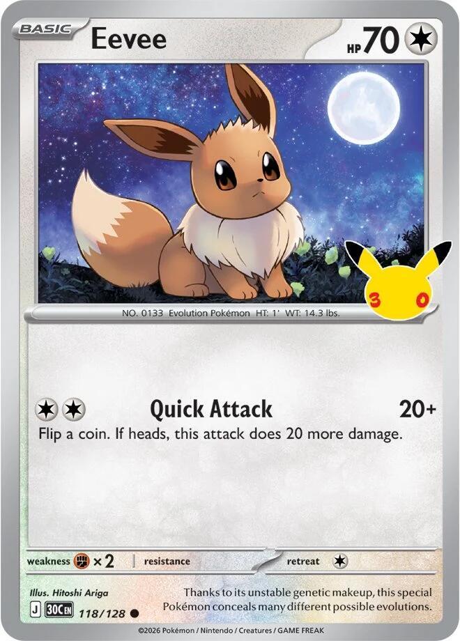 Eevee 118/128 (ME: 30th Celebration)  - Holofoil