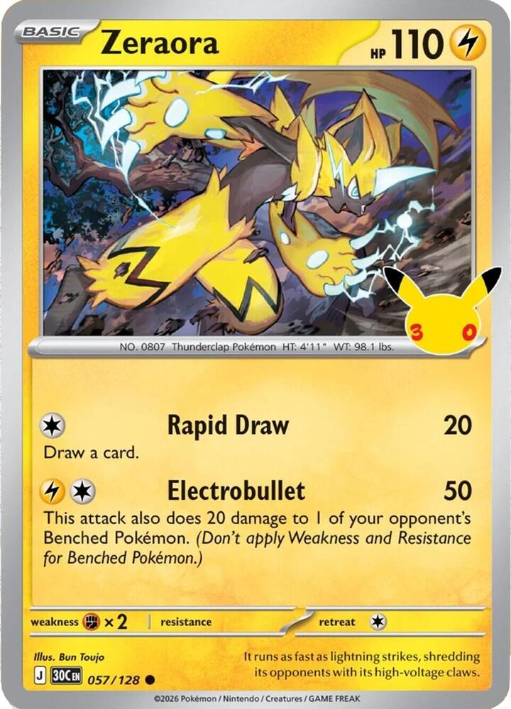 Zeraora 057/128 (ME: 30th Celebration)  - Holofoil